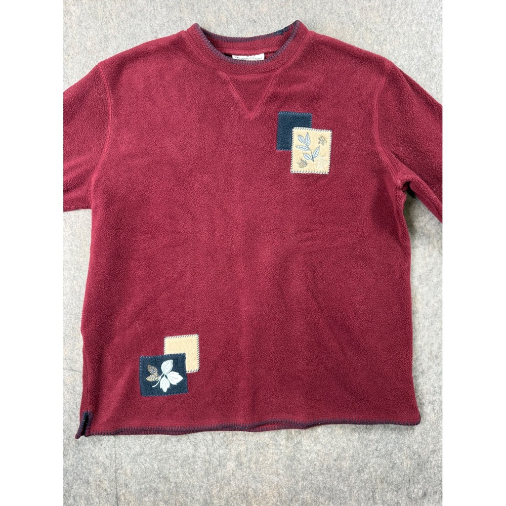 Bonnie Evans Fleece Sweatshirt Women XL Burgundy Polyester Patch Boho Vintage XL